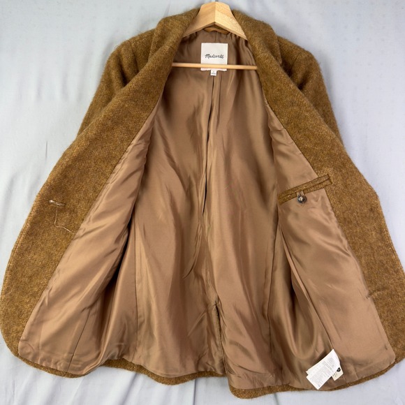 Madewell Boucle' Larson caramel Blazer Jacket Wool Alpaca Brown Coat Size S - Picture 7 of 10